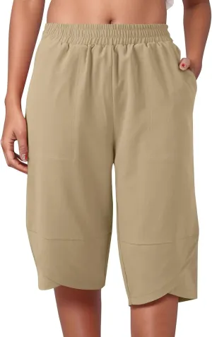 Capris Pants for Women Casual Summer 2025 Cotton Linen Straight Leg Drawstring Beach Cropped Trouser with Pockets
