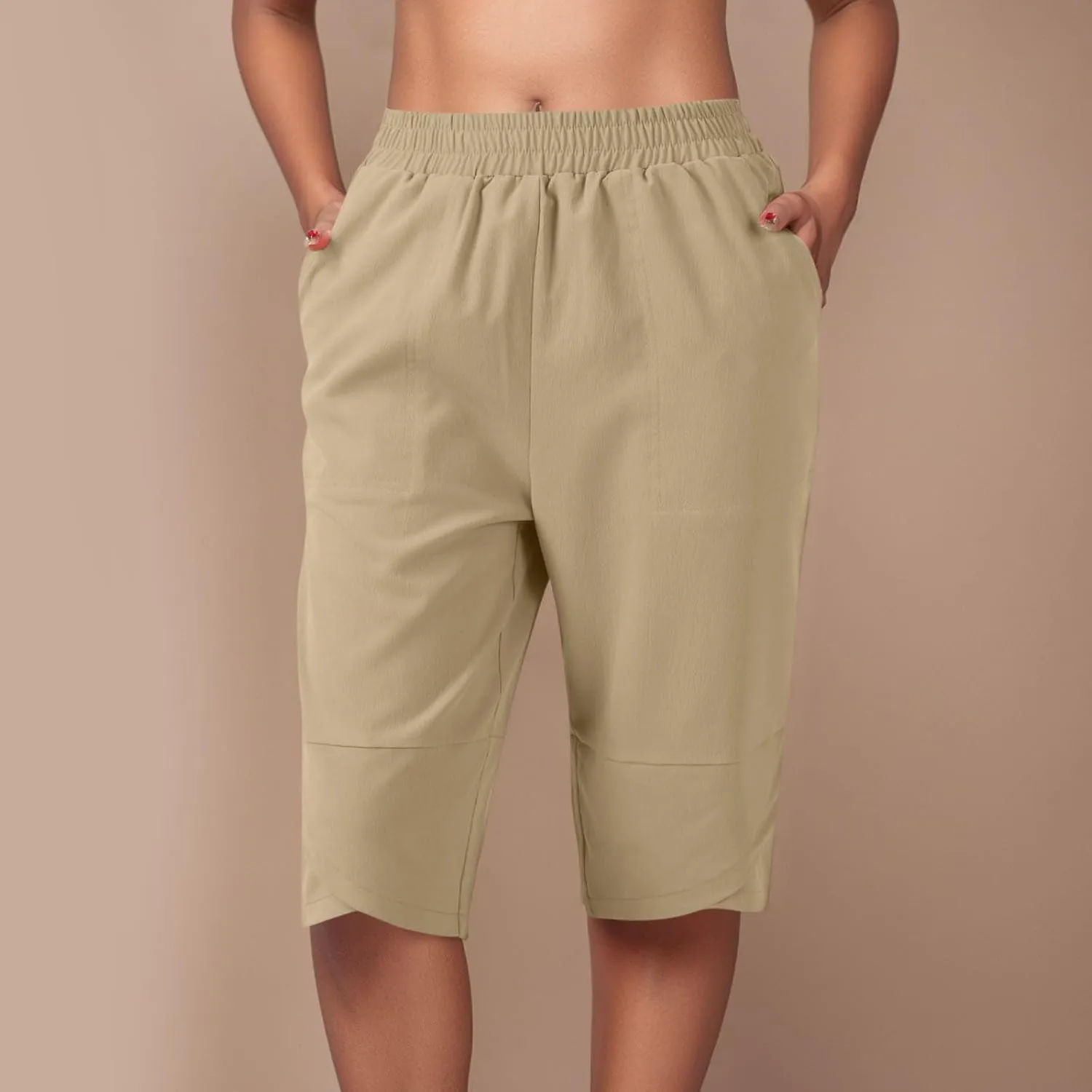 Capris Pants for Women Casual Summer 2025 Cotton Linen Straight Leg Drawstring Beach Cropped Trouser with Pockets