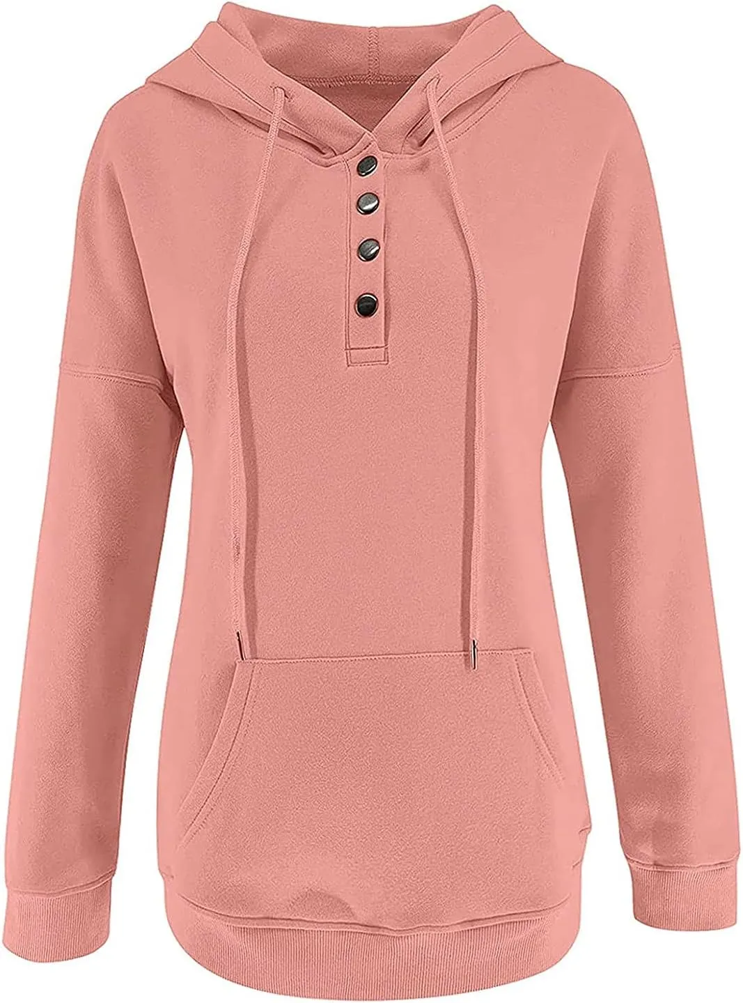 Ceboyel Women Cute Hoodies 2023 Button Collar Pullover Tops Drawstring Long Sleeve Sweatshirts Trendy Teen Girls Clothing