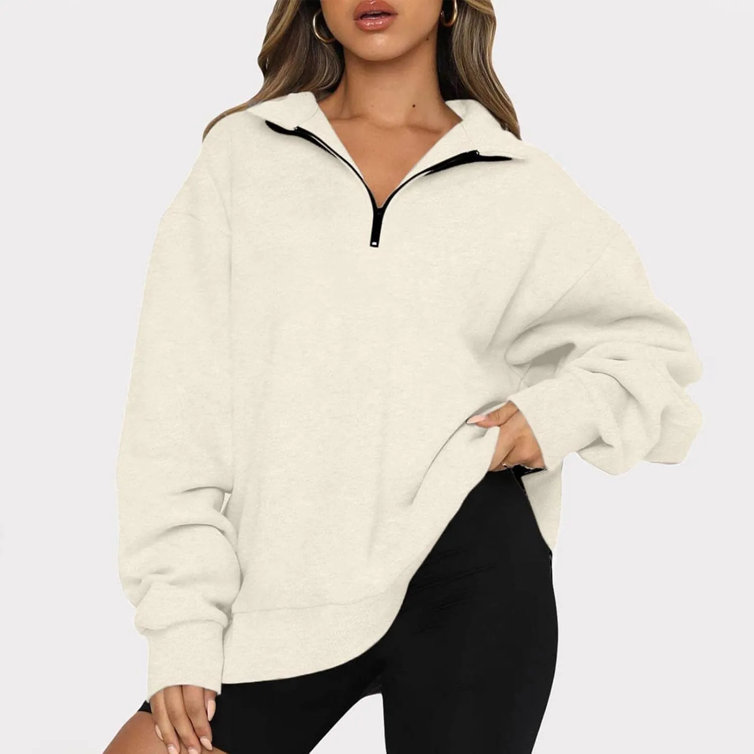 Ceboyel Women Half Zip Sweatshirt Oversized Long Sleeve Pullover Tops Trendy Hoodie Sweaters Teen Girls Fall Y2K Clothes 2023
