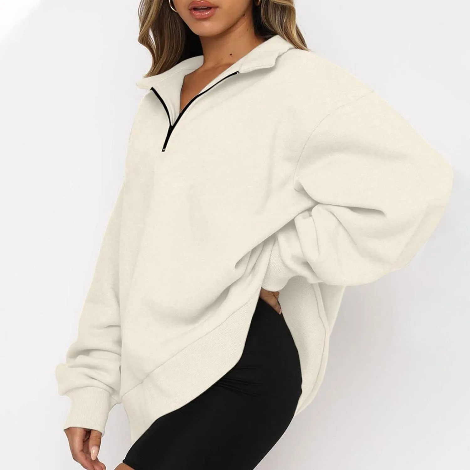 Ceboyel Women Half Zip Sweatshirt Oversized Long Sleeve Pullover Tops Trendy Hoodie Sweaters Teen Girls Fall Y2K Clothes 2023