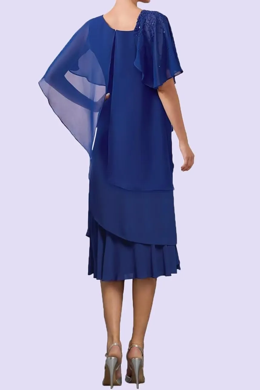 Chiffon Mother of The Bride Dresses Tea Length Grandmother of The Groom Gowns for Women MDA002