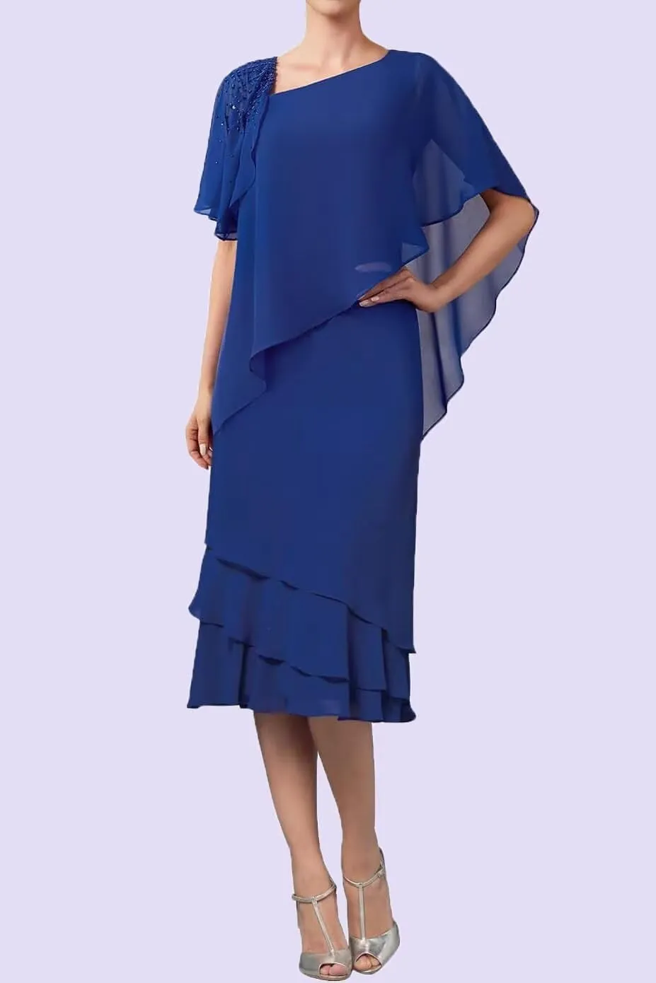 Chiffon Mother of The Bride Dresses Tea Length Grandmother of The Groom Gowns for Women MDA002