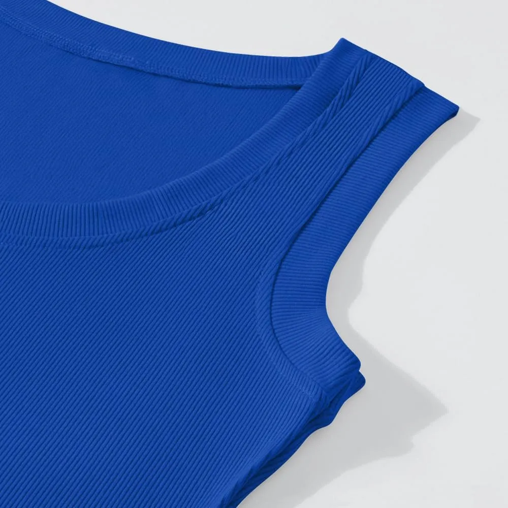 Chulianyouhuo Women's Ribbed Tank Tops Knit Scoop Neck Sleeveless Fitted Casual Tops Summer Slim Basic Tee Shirts