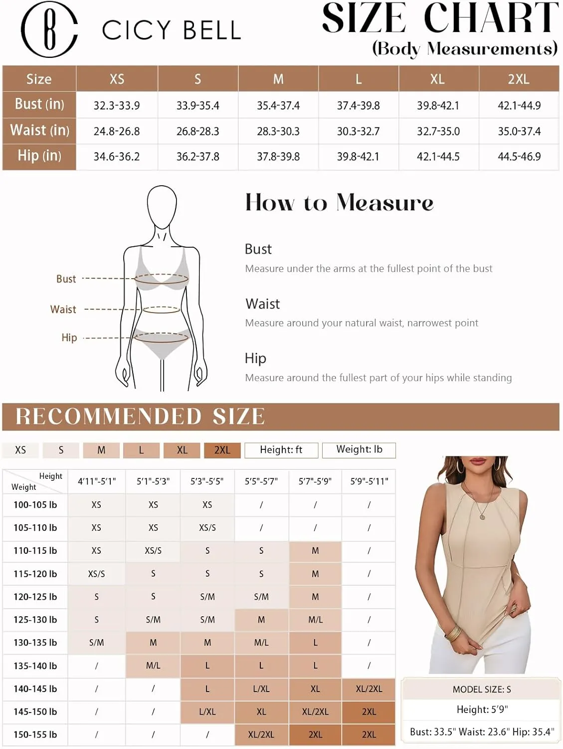 Cicy Bell Womens Ribbed Tank Tops Fitted Summer Dressy Casual Sleeveless Shirts Cute Crew Neck Basic Tee