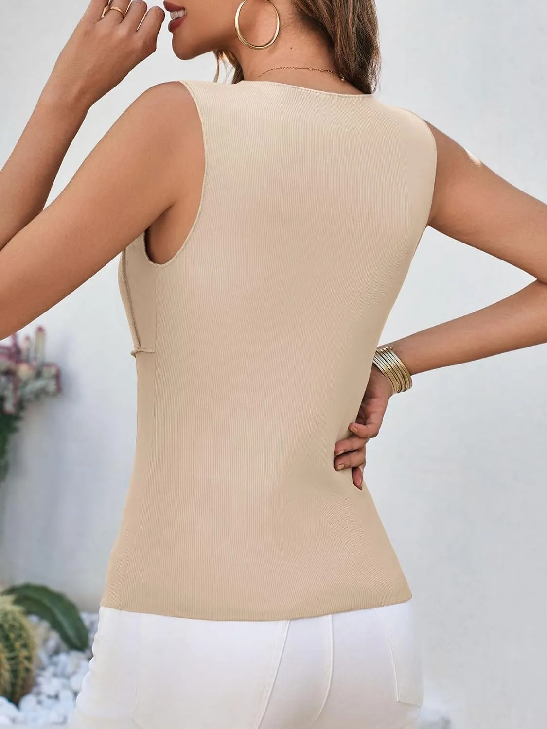 Cicy Bell Womens Ribbed Tank Tops Fitted Summer Dressy Casual Sleeveless Shirts Cute Crew Neck Basic Tee
