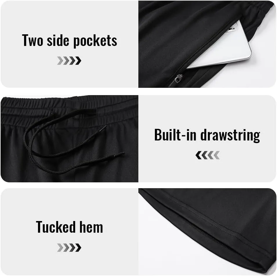 Cimic 5 Pack Mens Athletic Shorts Quick Dry Gym Running Workout Basketball Shorts for Men with Zippered Pockets