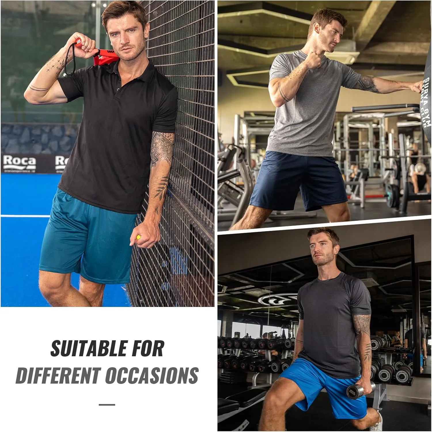 Cimic 5 Pack Mens Athletic Shorts Quick Dry Gym Running Workout Basketball Shorts for Men with Zippered Pockets