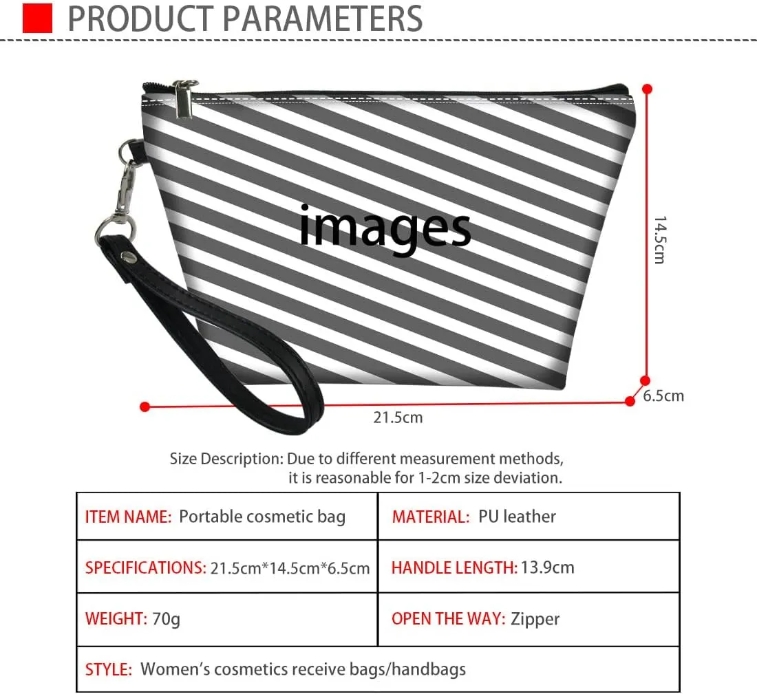 Coldinair Colorful Love with Dog Paws Print Makeup Bag for Purse Travel Makeup Pouch PU Leather Cosmetic Bag for Women Girls