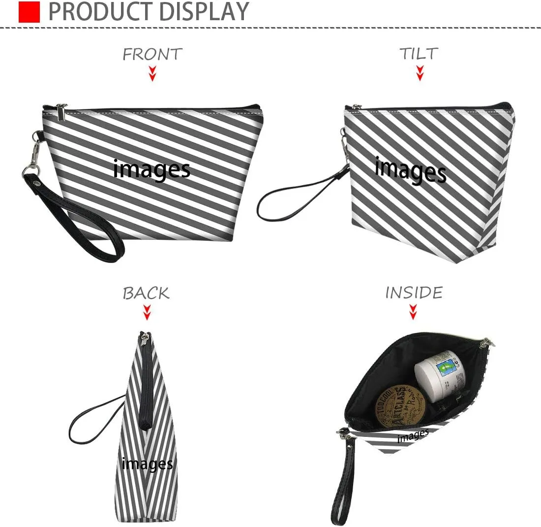Coldinair Colorful Love with Dog Paws Print Makeup Bag for Purse Travel Makeup Pouch PU Leather Cosmetic Bag for Women Girls