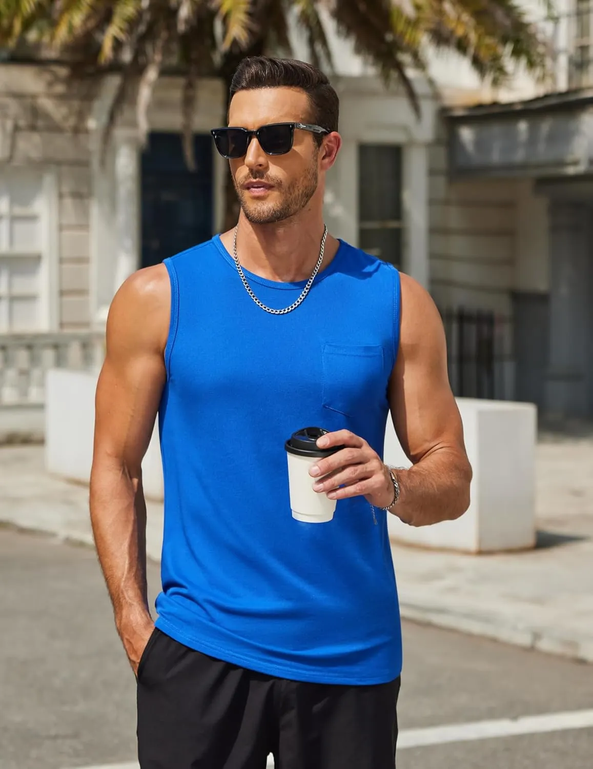 COOFANDY Men's Casual Tank Tops Quick Dry Sleeveless Shirts Cotton Pique Summer Shirt 2 Pack Muscle Tee