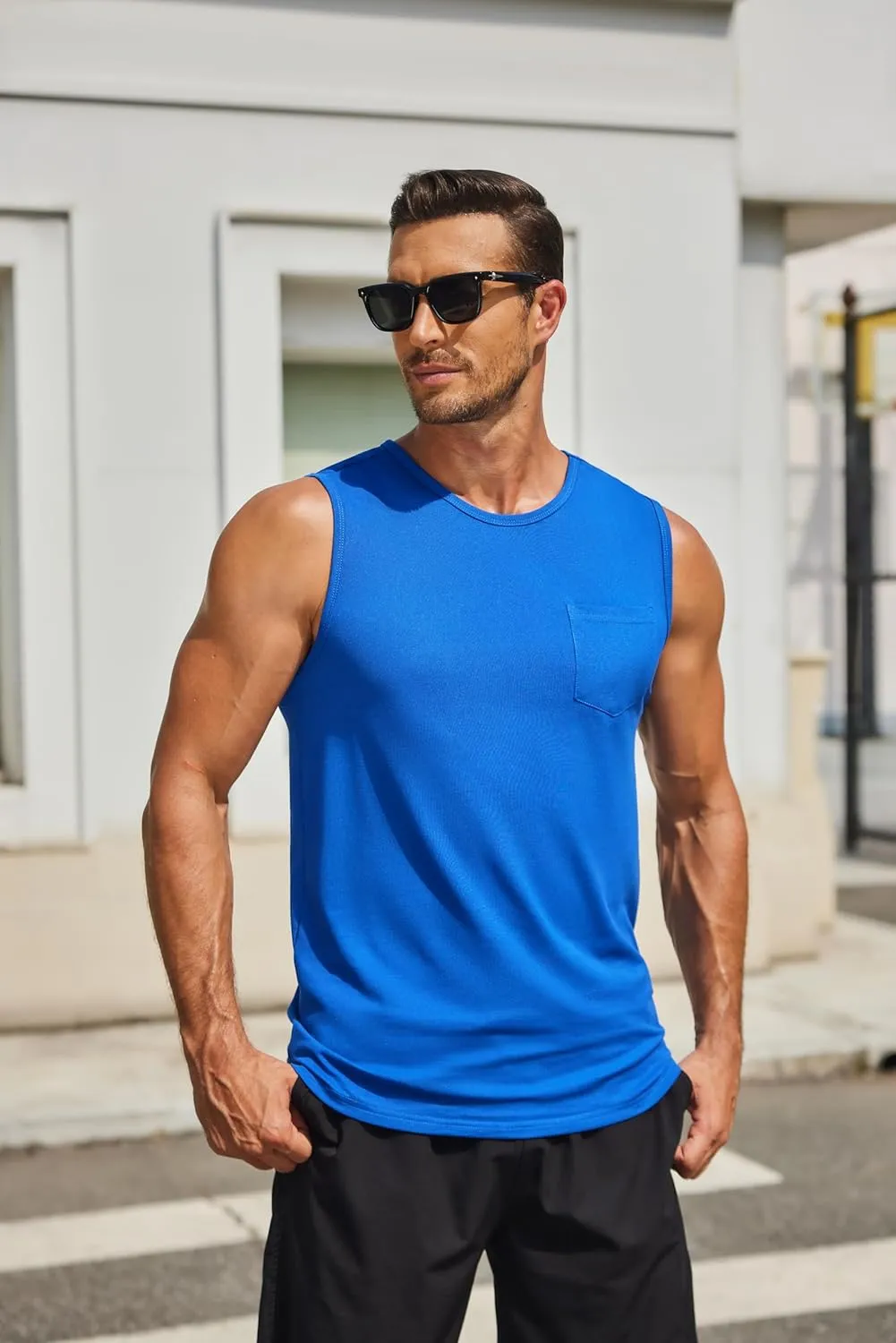 COOFANDY Men's Casual Tank Tops Quick Dry Sleeveless Shirts Cotton Pique Summer Shirt 2 Pack Muscle Tee