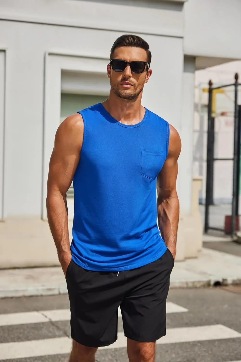 COOFANDY Men's Casual Tank Tops Quick Dry Sleeveless Shirts Cotton Pique Summer Shirt 2 Pack Muscle Tee