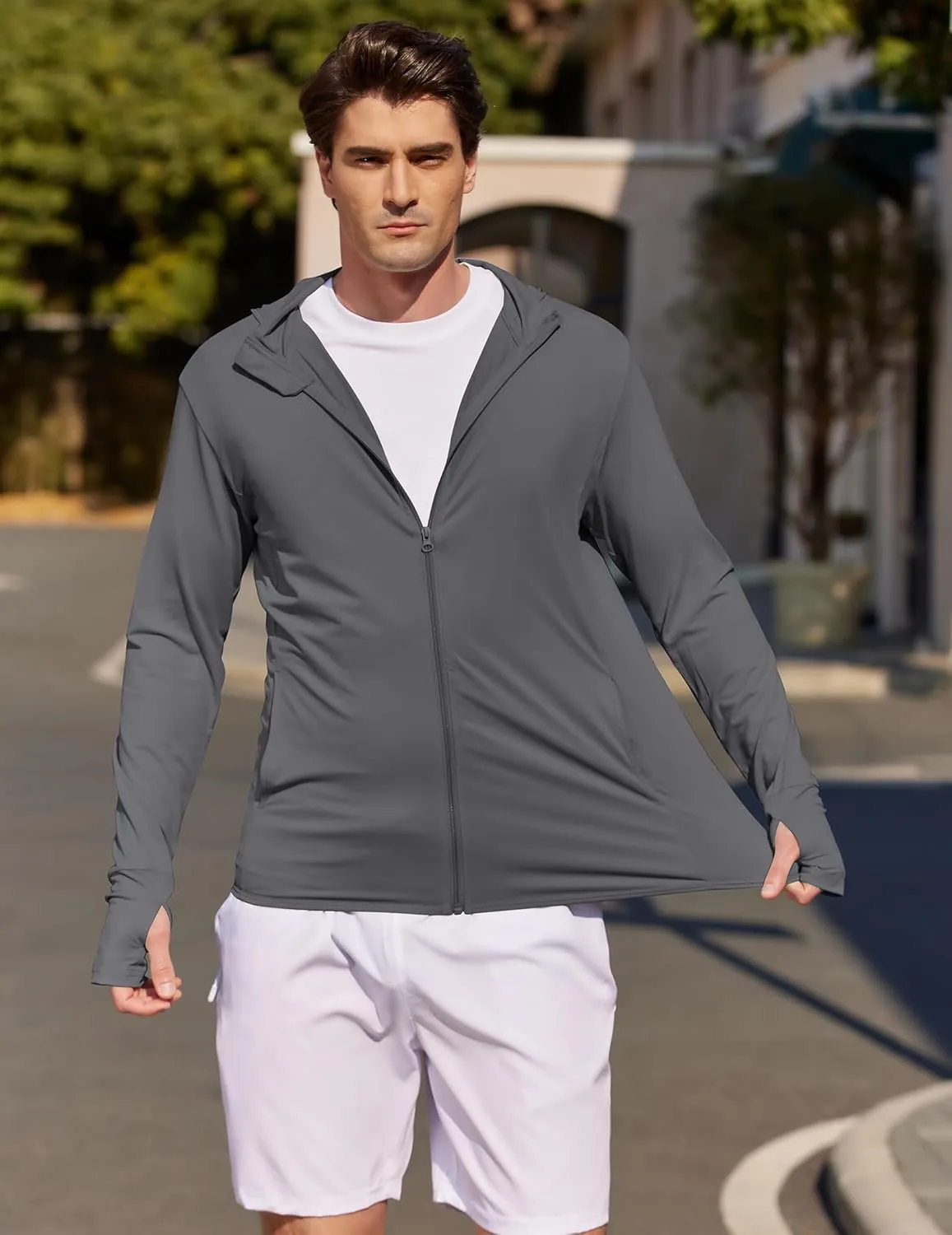 COOFANDY Men's UPF 50  Light Jacket Full Zip Sun Protection Hoodie Long Sleeve Sun Shirts UV Fishing Hiking Athletic Running