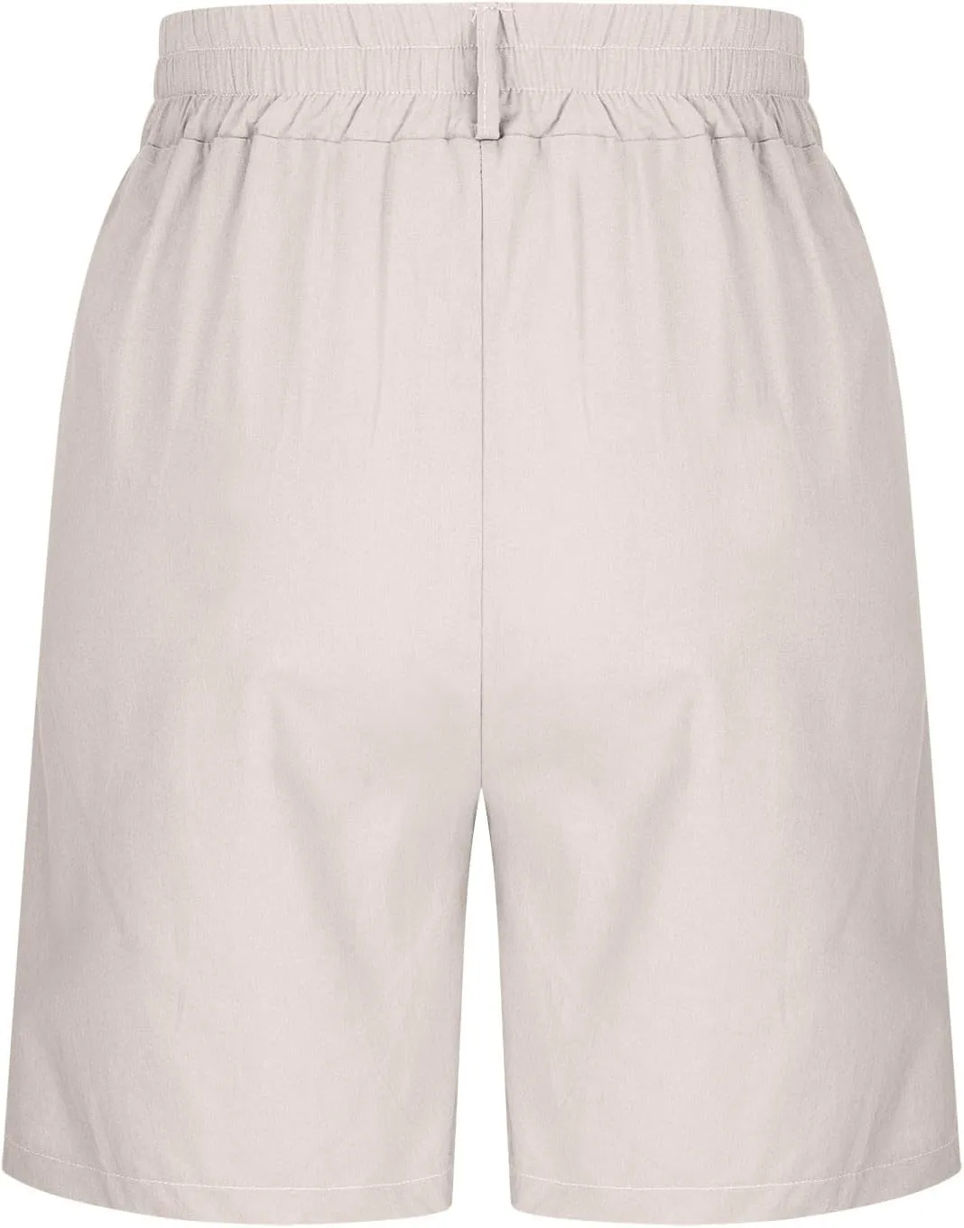 Cotton Linen Womens Bermuda Shorts Dressy Wide Leg Summer Shorts Pleated High Waisted Baggy Knee Length Short Pants