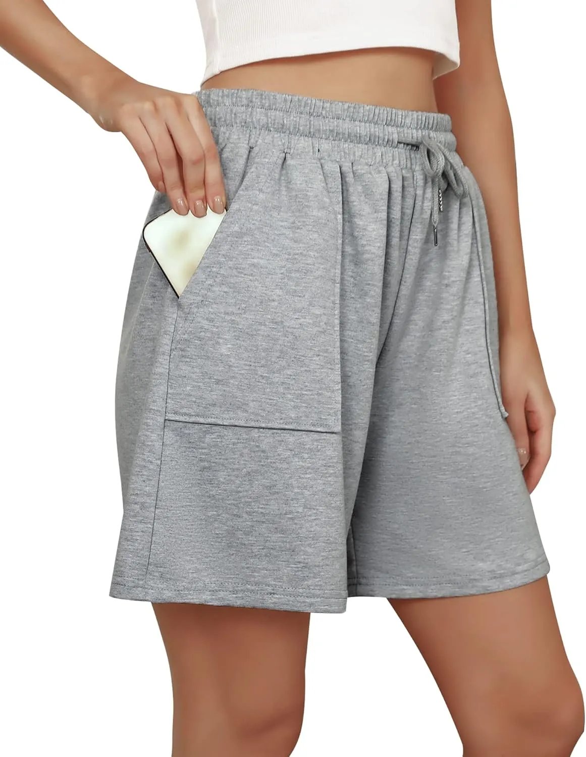 Cowasto Womens Cotton Sweat Shorts Casual Summer Loose Athletic Short Drawstring Waist Lounge Running Shorts with Pockets