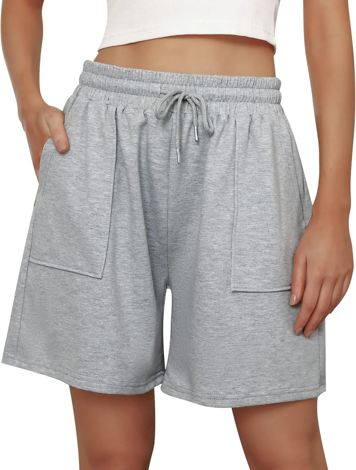 Cowasto Womens Cotton Sweat Shorts Casual Summer Loose Athletic Short Drawstring Waist Lounge Running Shorts with Pockets