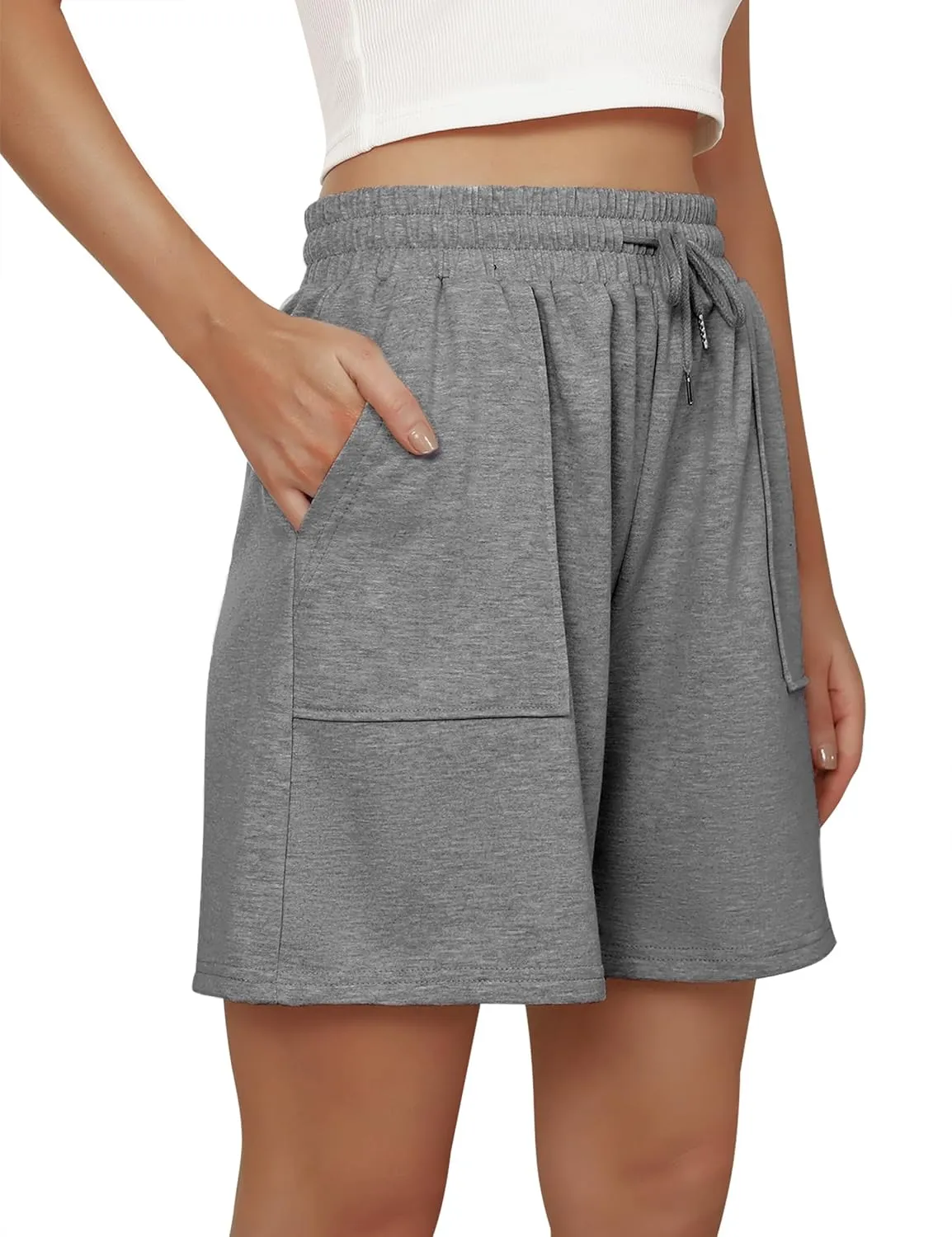Cowasto Womens Cotton Sweat Shorts Casual Summer Loose Athletic Short Drawstring Waist Lounge Running Shorts with Pockets