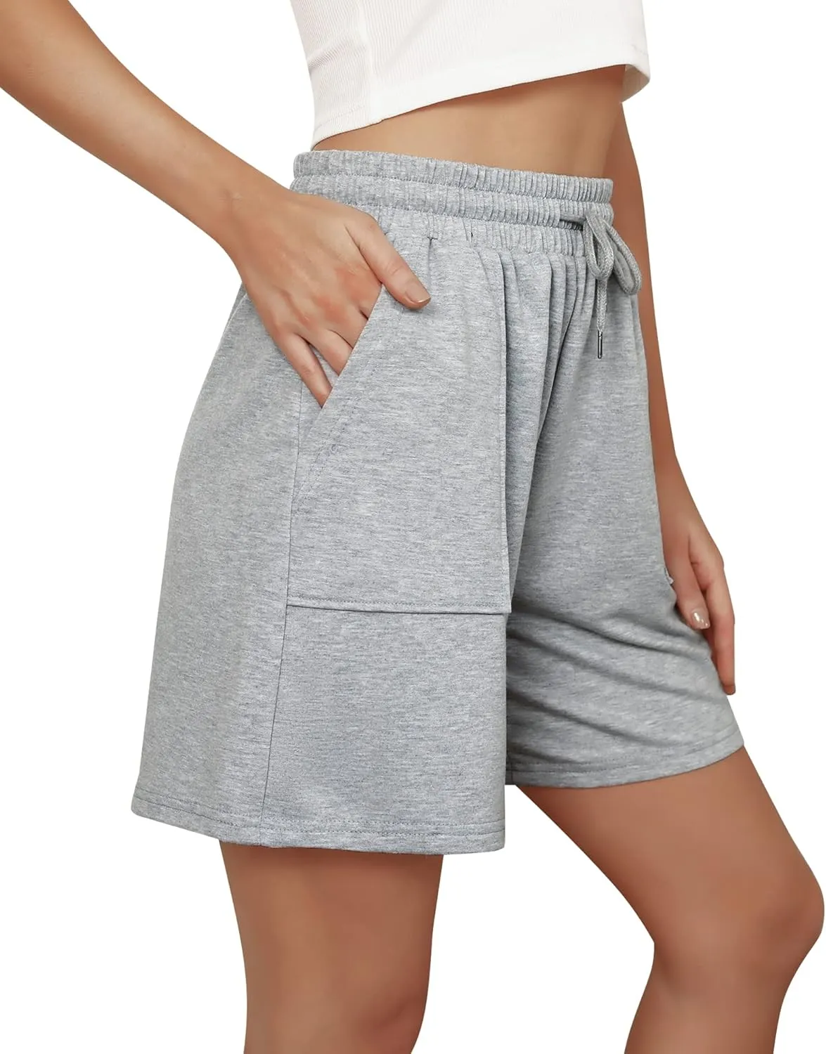 Cowasto Womens Cotton Sweat Shorts Casual Summer Loose Athletic Short Drawstring Waist Lounge Running Shorts with Pockets