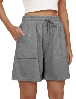 Cowasto Womens Cotton Sweat Shorts Casual Summer Loose Athletic Short Drawstring Waist Lounge Running Shorts with Pockets