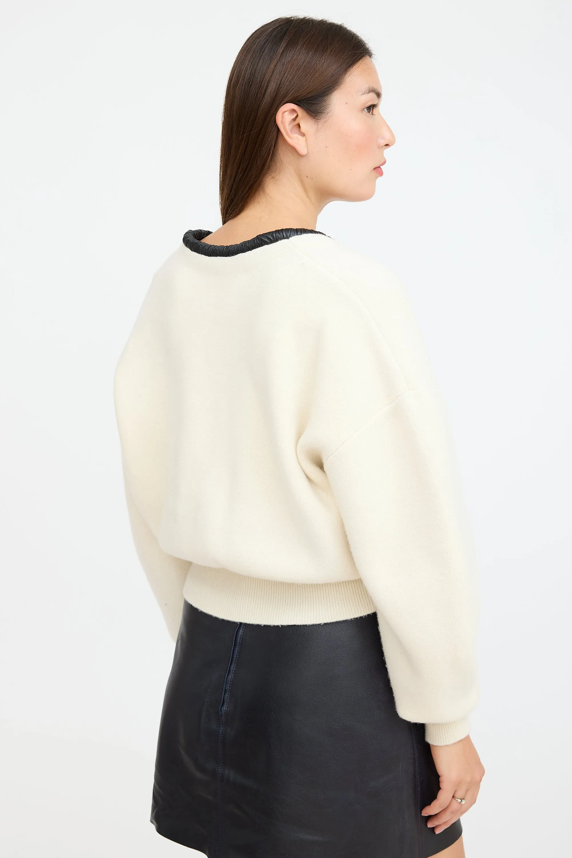 Cream & Black Wool Knit Sweater