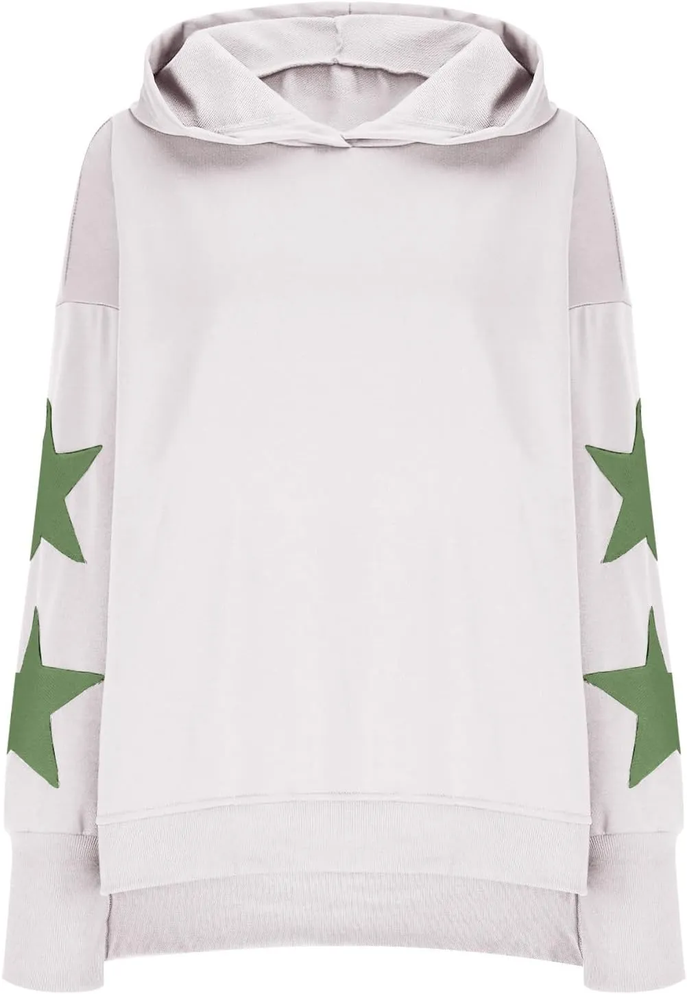 Cute Hoodies For Women Trendy 2024 Oversized Star Print Hooded Sweatshirt Side Slit Fall Pullover Tops y2k Clothes