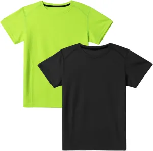 DANI CHINS Boys Athletic Short-Sleeve Shirts Loose Mesh Active Tee-Shirts Sports Jerseys Tops As Clothing, 2 Pack