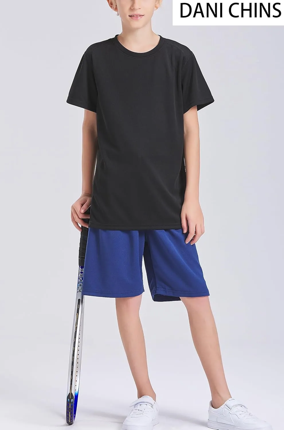 DANI CHINS Boys Athletic Short-Sleeve Shirts Loose Mesh Active Tee-Shirts Sports Jerseys Tops As Clothing, 2 Pack