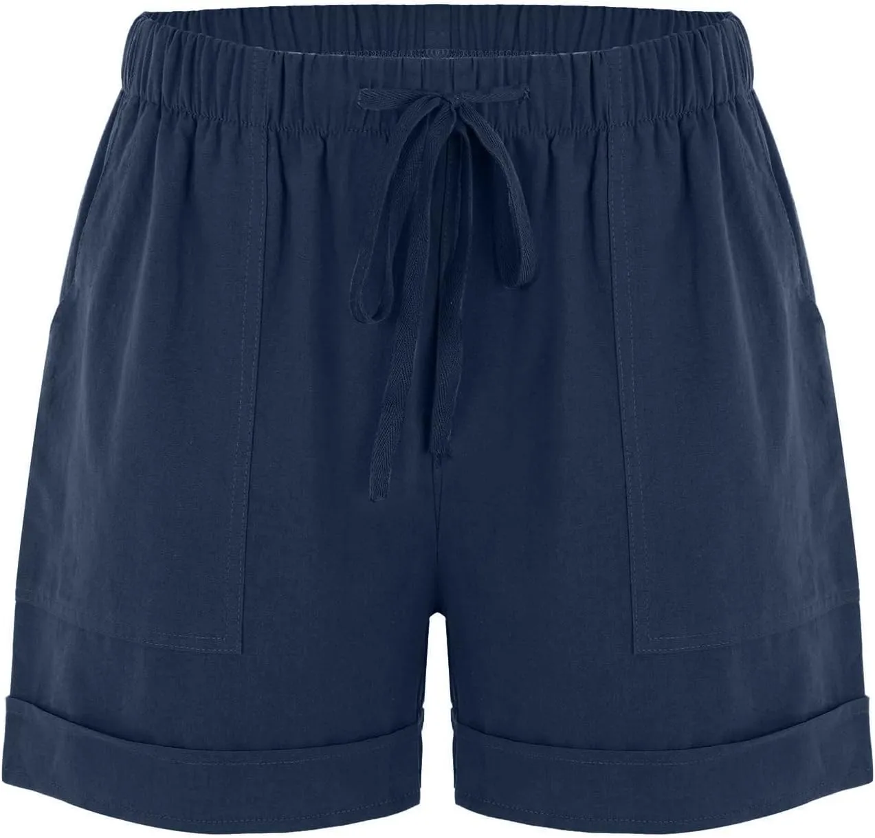 DASAYO Summer Casual Wide Leg Shorts for Women Drawstring Elastic Waist Pocketed Short Solid Color Loose Fitt Trendy Trousers