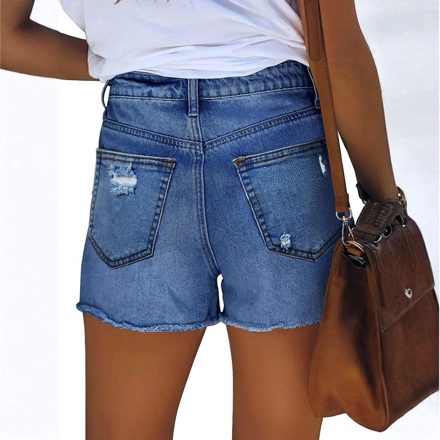 Denim Shorts Women Distressed Ripped Summer Cut Off High Waisted Jeans Shorts Raw Hem Loose Cute Hot Short Jeans Y2k