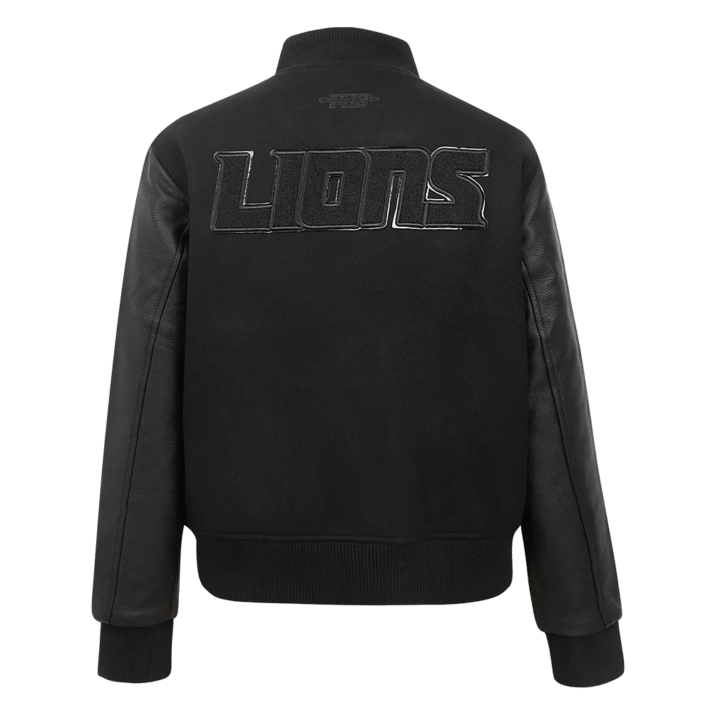 DETROIT LIONS TRIPLE BLACK WOMEN'S WOOL VARSITY JACKET (TRIPLE BLACK WOMEN'S)