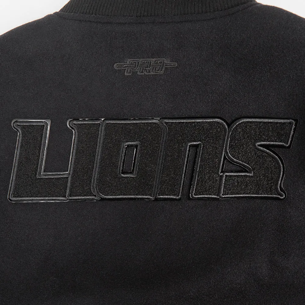 DETROIT LIONS TRIPLE BLACK WOMEN'S WOOL VARSITY JACKET (TRIPLE BLACK WOMEN'S)