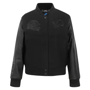 DETROIT LIONS TRIPLE BLACK WOMEN'S WOOL VARSITY JACKET (TRIPLE BLACK WOMEN'S)