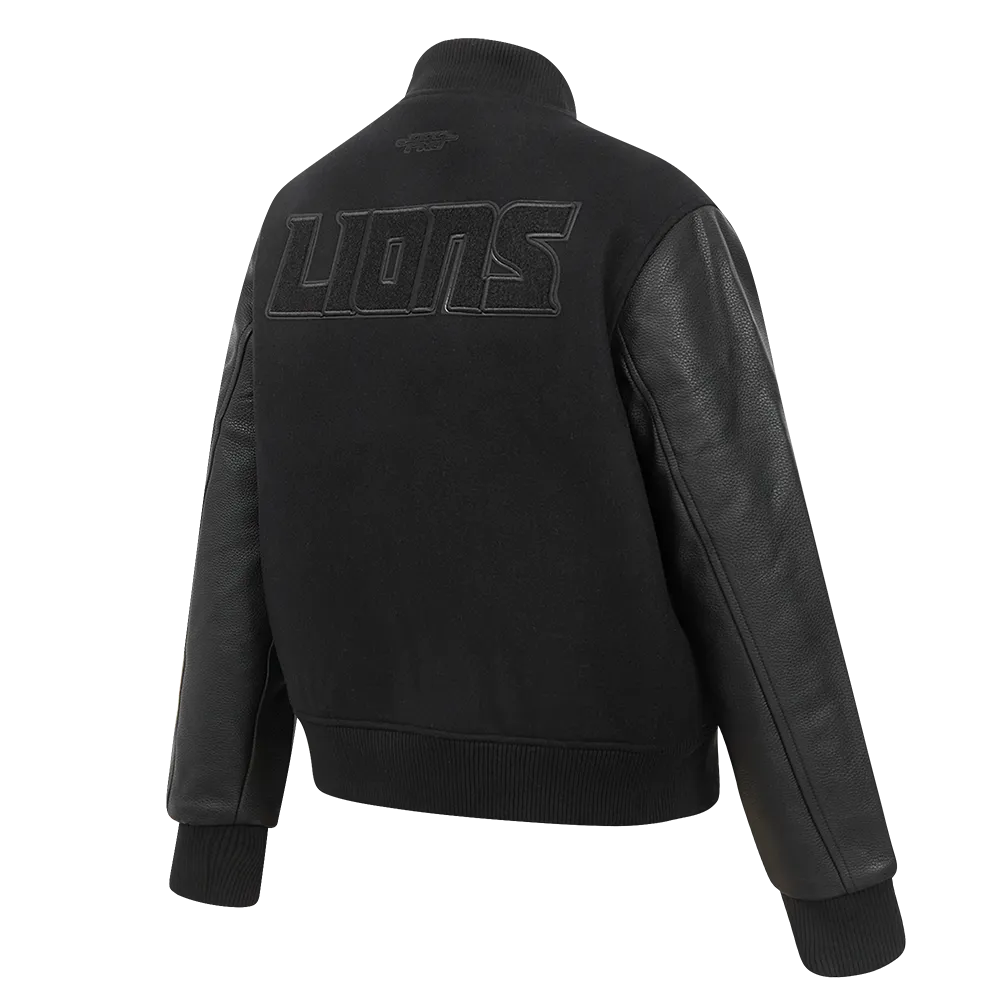 DETROIT LIONS TRIPLE BLACK WOMEN'S WOOL VARSITY JACKET (TRIPLE BLACK WOMEN'S)
