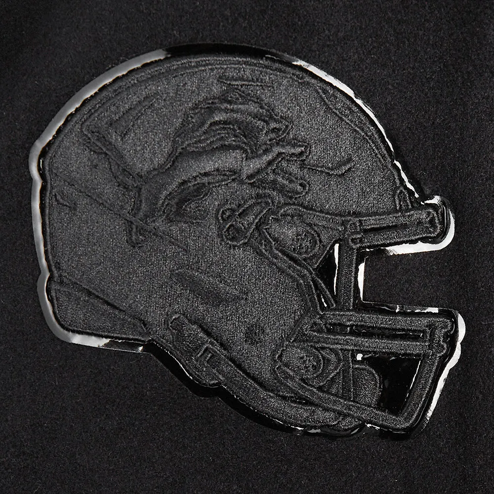 DETROIT LIONS TRIPLE BLACK WOMEN'S WOOL VARSITY JACKET (TRIPLE BLACK WOMEN'S)