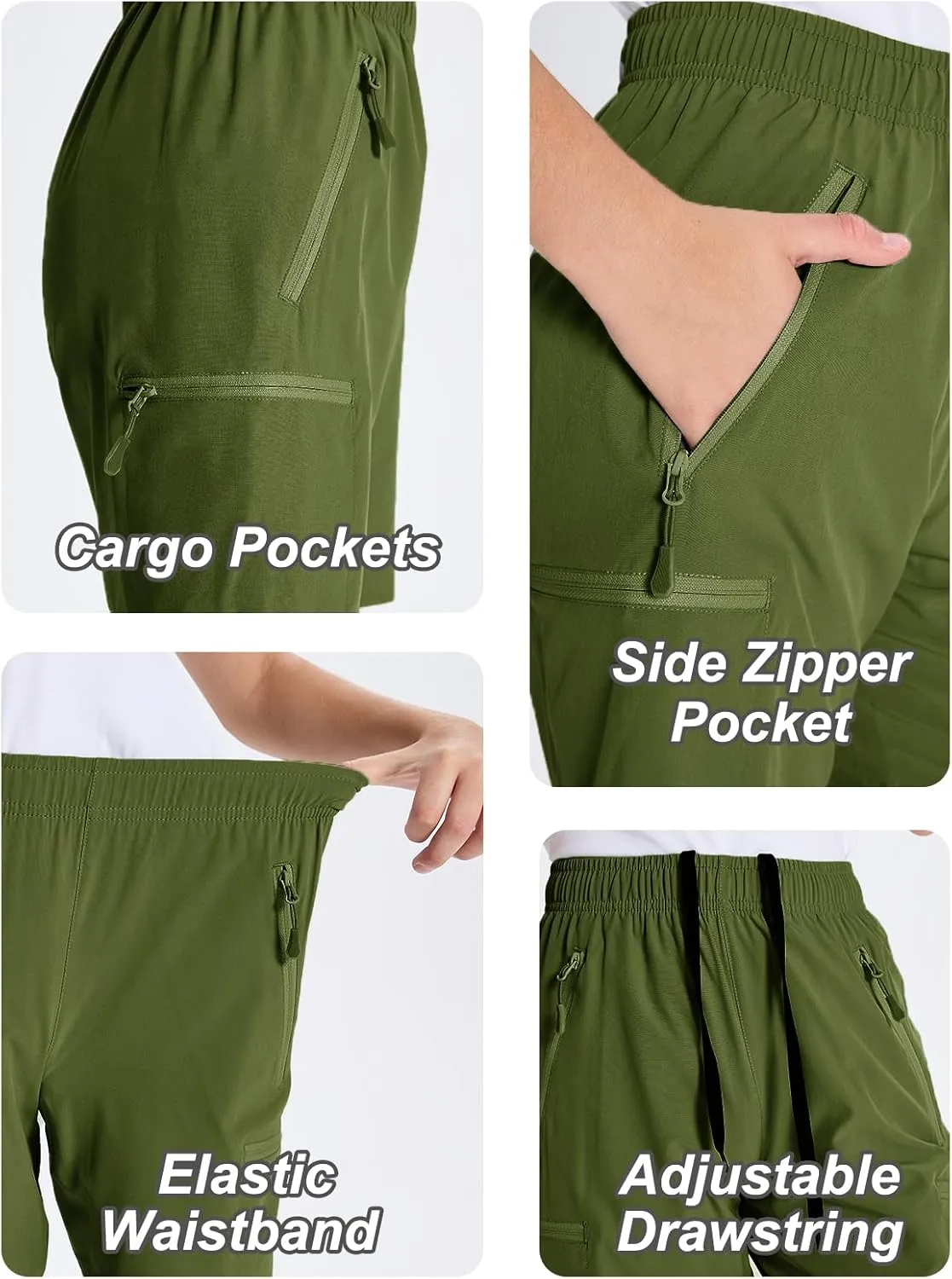 DEVOROPA Youth Boys Hiking Cargo Shorts Lightweight Quick Dry Athletic Running Workout Shorts Water Resistant Zip Pockets