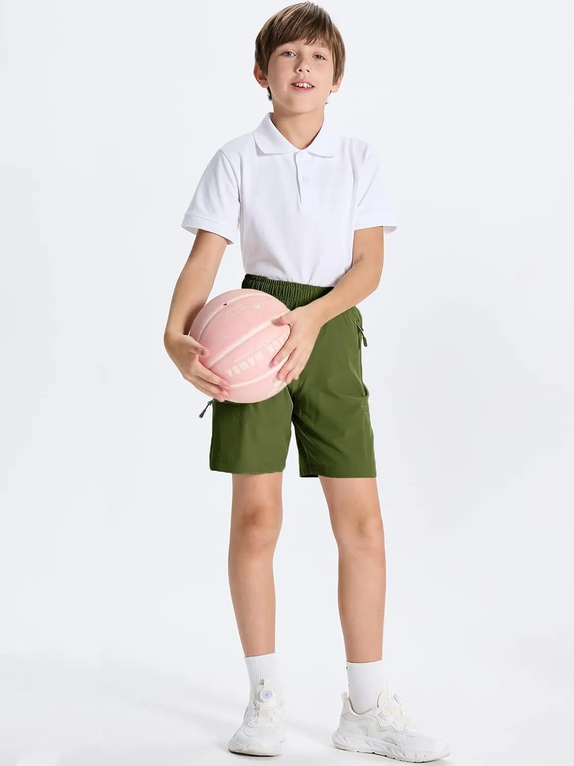DEVOROPA Youth Boys Hiking Cargo Shorts Lightweight Quick Dry Athletic Running Workout Shorts Water Resistant Zip Pockets
