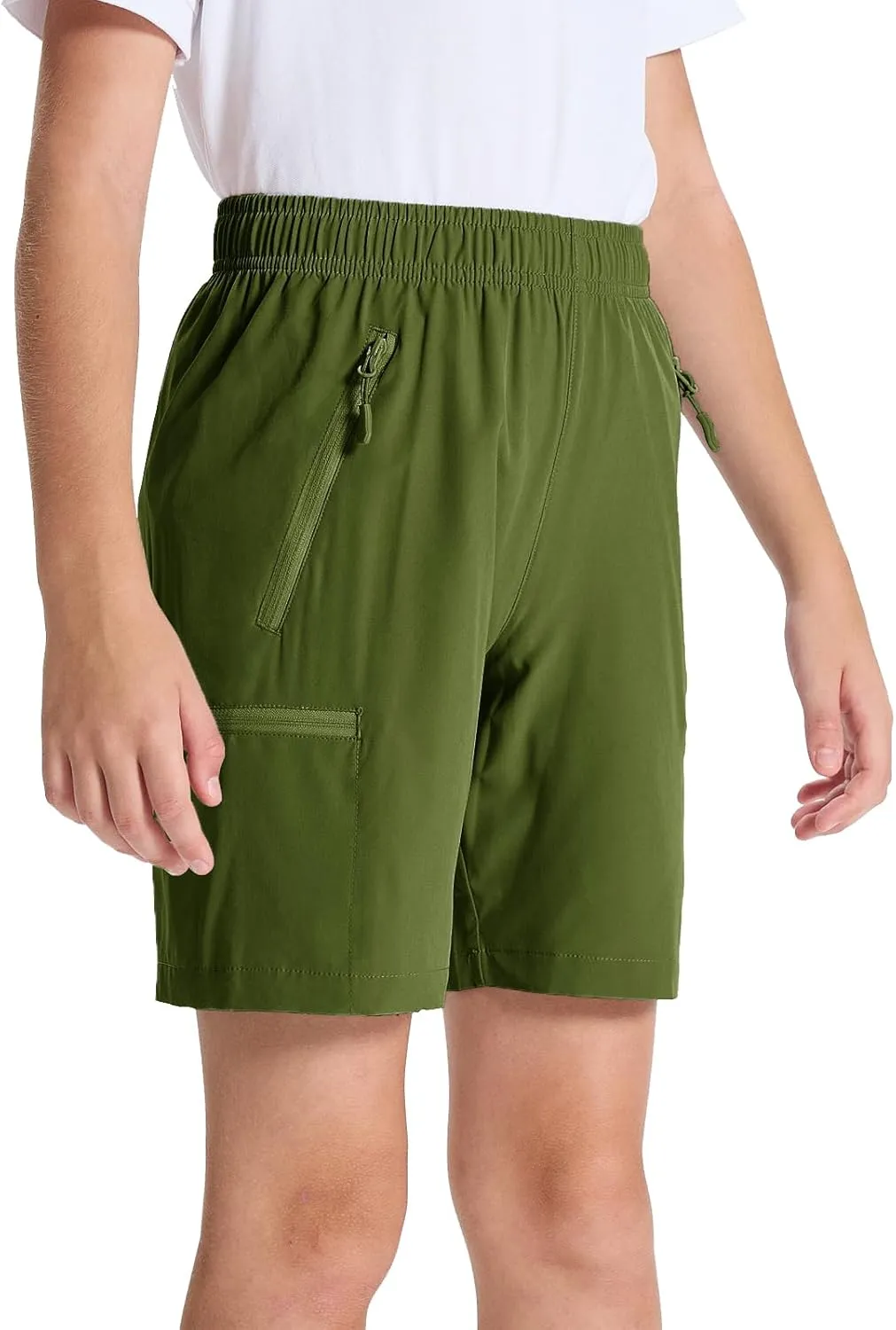 DEVOROPA Youth Boys Hiking Cargo Shorts Lightweight Quick Dry Athletic Running Workout Shorts Water Resistant Zip Pockets