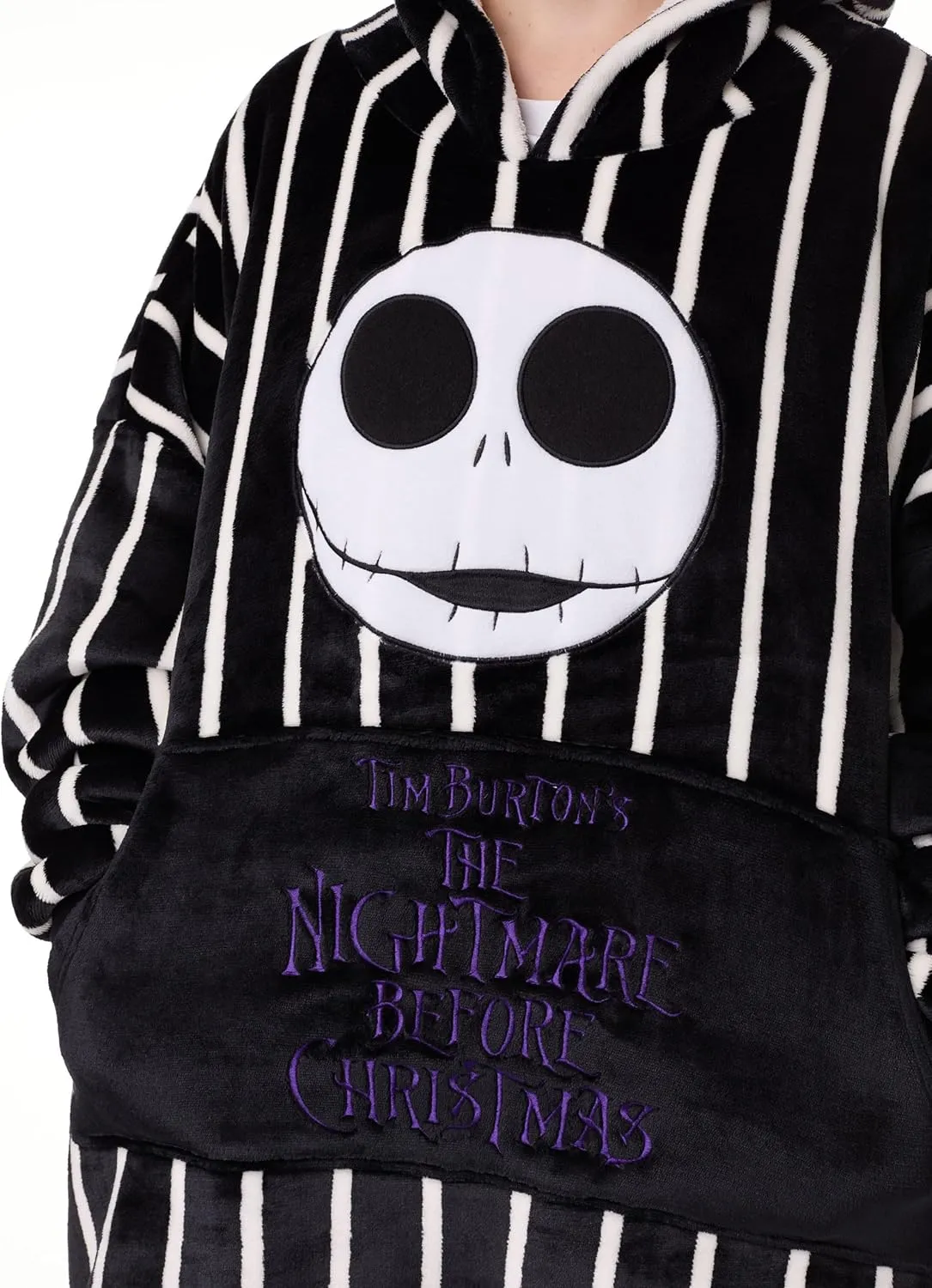Disney The Nightmare Before Christmas Blanket Hoodie Options All Over Print OR Striped Jack Skellington Adult Sherpa