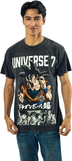 Dragon Ball Super Oversized Universe 7 Goku Crew Neck Short Sleeve Men's Black T-Shirt