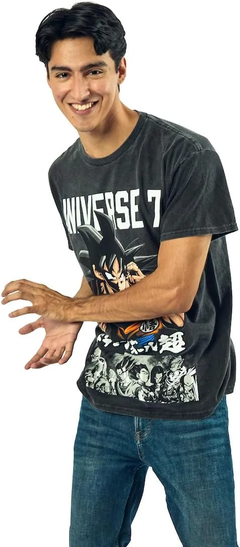 Dragon Ball Super Oversized Universe 7 Goku Crew Neck Short Sleeve Men's Black T-Shirt