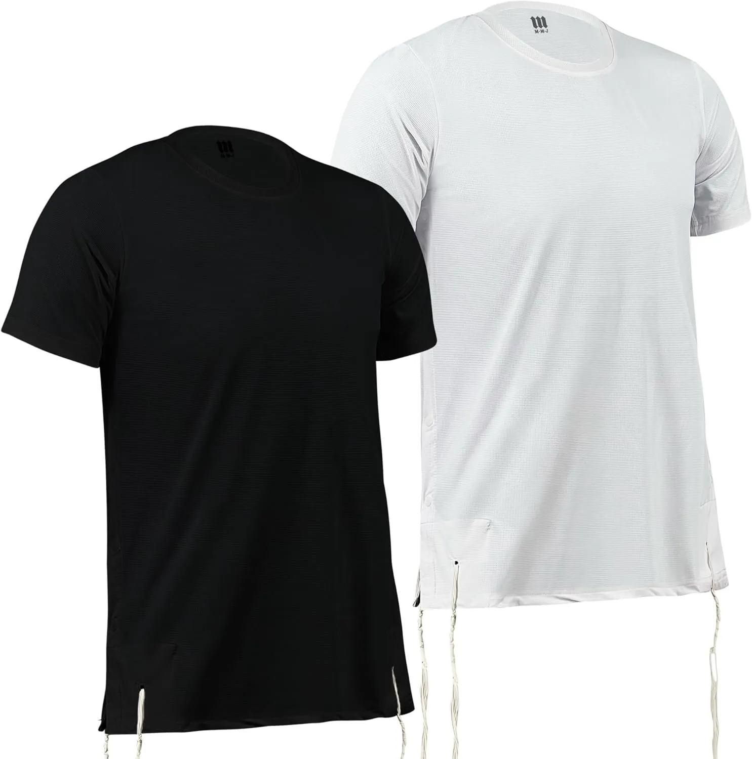 Dry Fit Kosher Tzitzit T-Shirt Round Neck by Melechet Machshevet JudaicaBreathable Moisture Wicking Athletic Tee Mesh Fabric