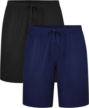 EA'S SECRET Mens Pajama Shorts Bamboo Drawstring Men's Sleep Shorts Soft Lounge Pajama Bottoms with Pockets 2 Pack