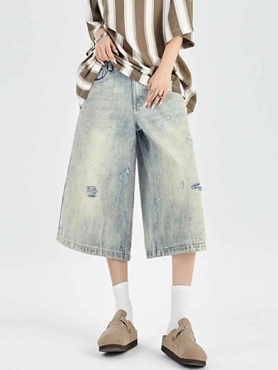 EMMIOL Womens Jorts Jean Baggy Shorts Casual 2025 Summer Trendy Wide Leg Long Denim Shorts Y2K Streetwear