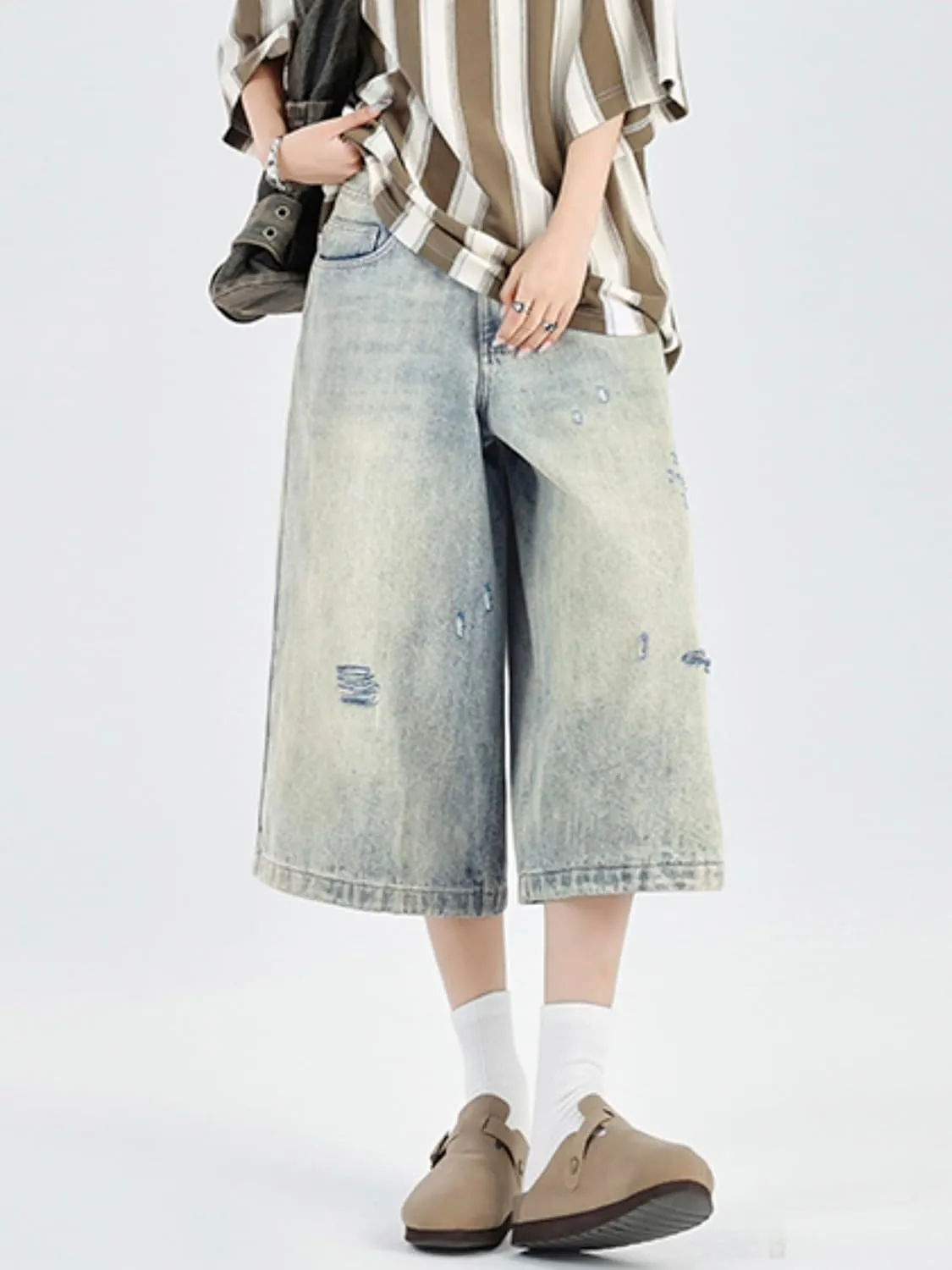 EMMIOL Womens Jorts Jean Baggy Shorts Casual 2025 Summer Trendy Wide Leg Long Denim Shorts Y2K Streetwear