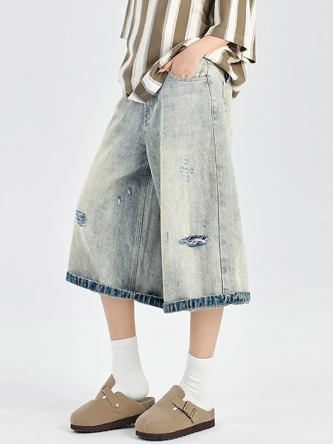 EMMIOL Womens Jorts Jean Baggy Shorts Casual 2025 Summer Trendy Wide Leg Long Denim Shorts Y2K Streetwear