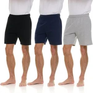 Essential Elements 3 Pack: Mens Cotton Shorts - 100% Cotton Lounge Athletic Casual Sleep Casual Pajama PJ Shorts