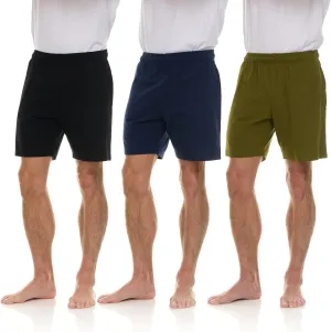 Essential Elements 3 Pack: Mens Cotton Shorts - 100% Cotton Lounge Athletic Casual Sleep Casual Pajama PJ Shorts