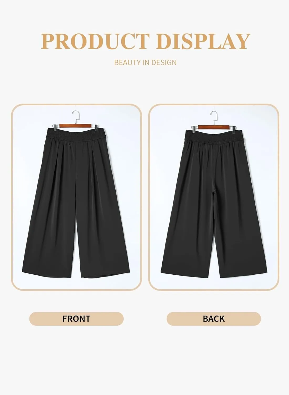 Eytino Women Plus Size Wide Leg Pants Casual Loose Smocked High Waisted Lounge Pajama Palazzo Pants(1X-5X)