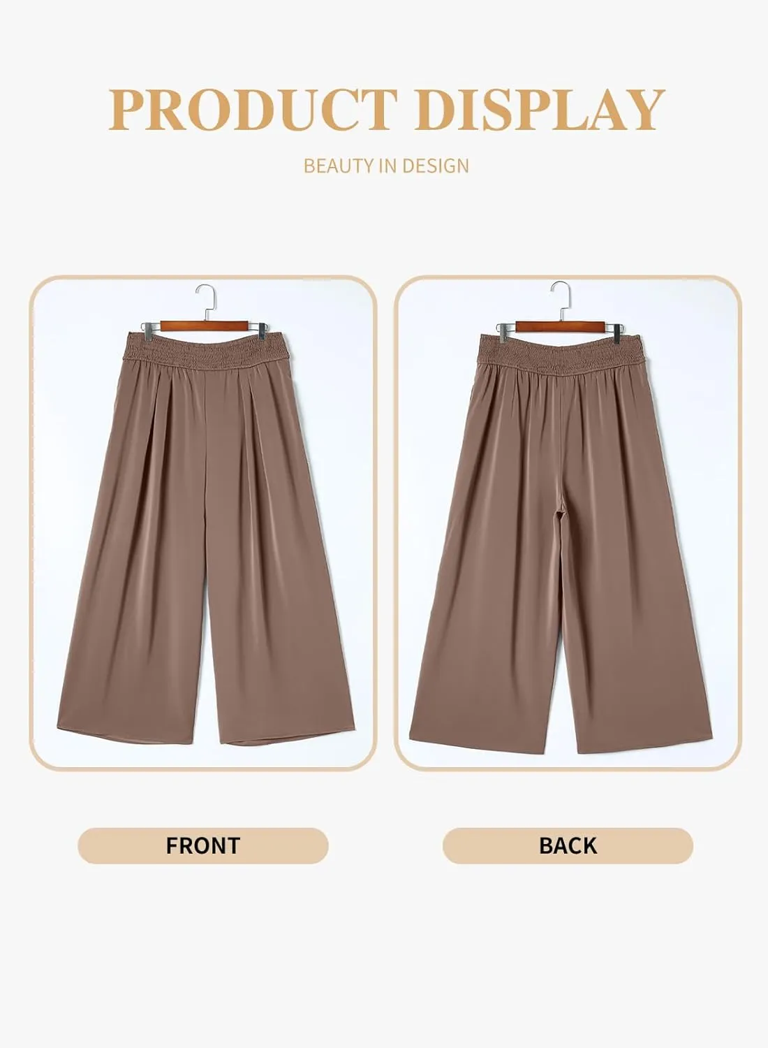 Eytino Women Plus Size Wide Leg Pants Casual Loose Smocked High Waisted Lounge Pajama Palazzo Pants(1X-5X)